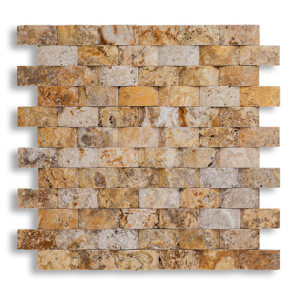 Piastrelle Mosaico Ondulato su rete Pietra Travertino Autunno 2,5x5 cm –  STONE ART